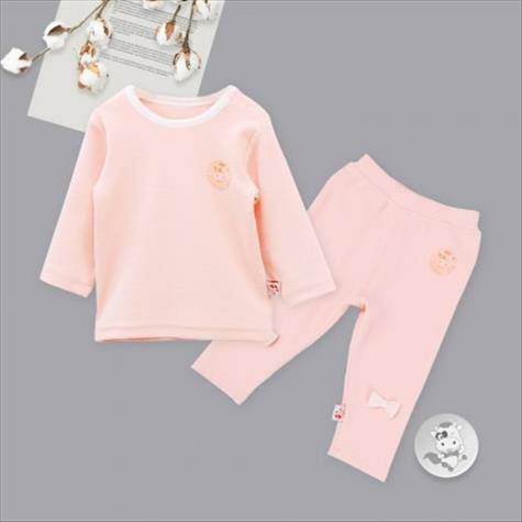[2 Stück] Verantwortung Baby Mädchen Bio-Baumwolle Langarm Bottoming Shirt klassisch einfach + Leggings niedlich Bogen rosa